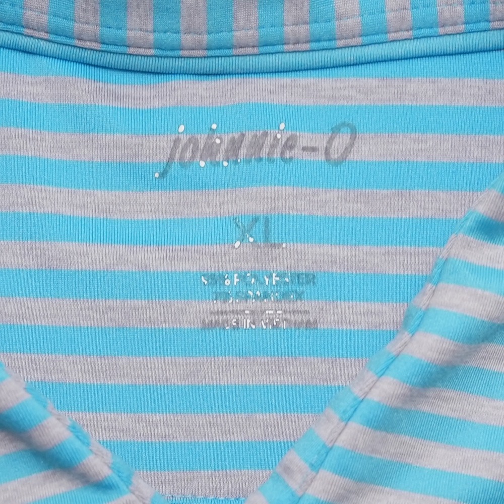 Johnnie-O Polo Shirt Mens XL Blue Gray Stripe Lanai Golf Manele Short Sleeve - Picture 4 of 12